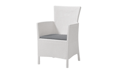 Poltrona da giardino Iowa effetto rattan con cuscino bianco Keter