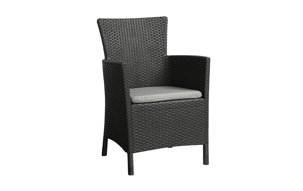 Poltrona da giardino Iowa effetto rattan con cuscino grafite Keter