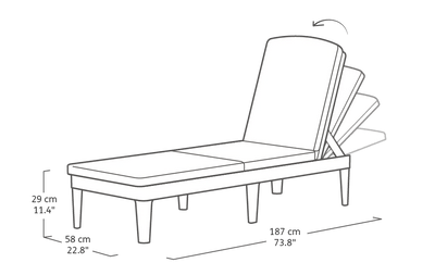 Lettino prendisole Jaipur effetto rattan 187,5x58 cm cappuccino Keter - vista 2