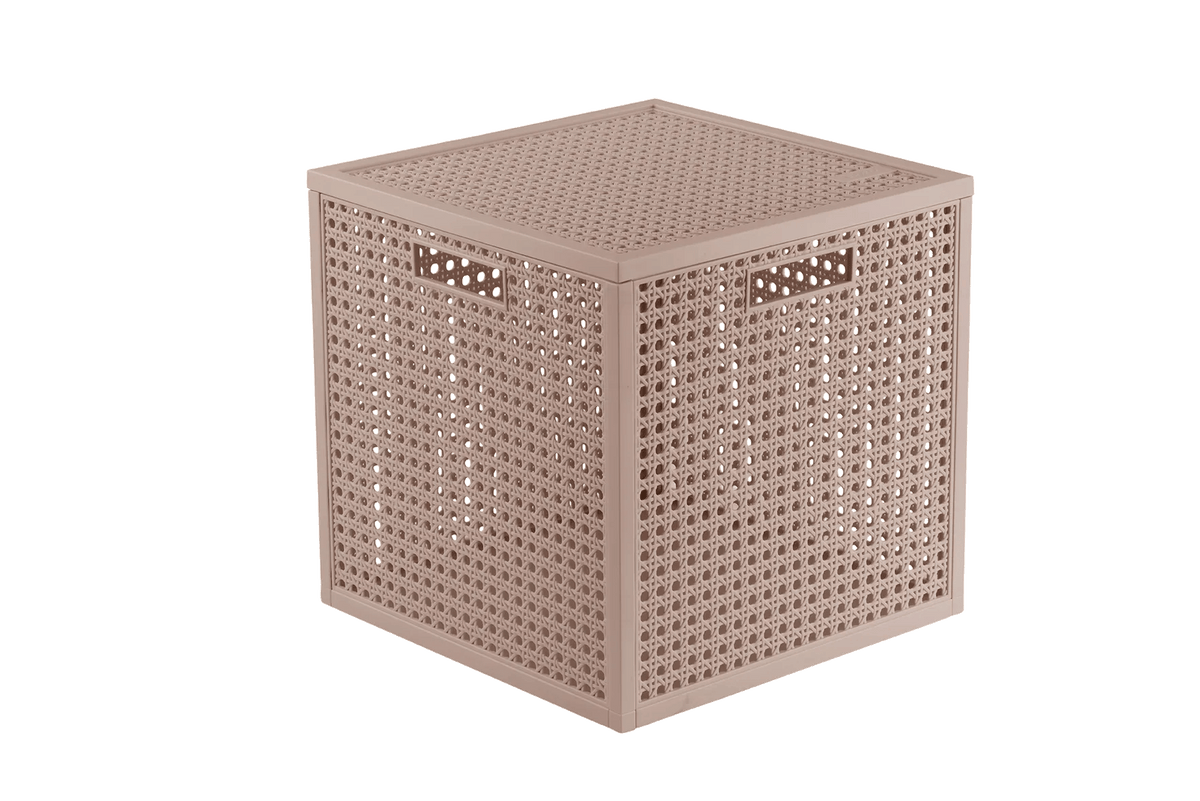 Cesto portaoggetti cubico con coperchio Kaya Cube 19 L cipria Curver