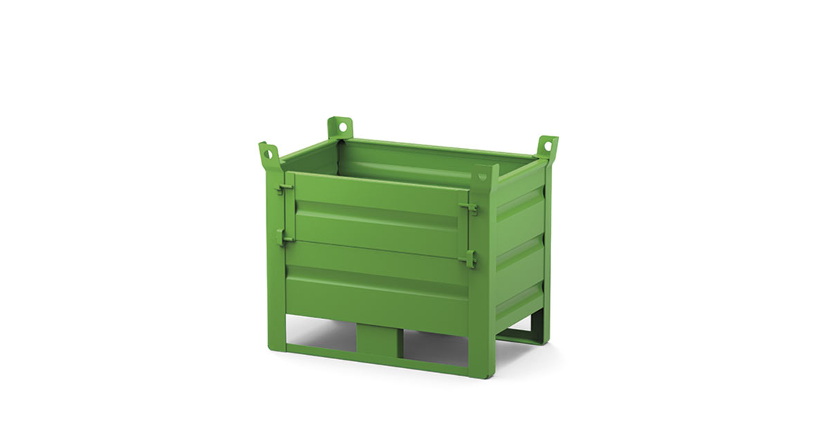 Contenitori portata da 700 a 800 kg con porta e slitte Comi Storage
