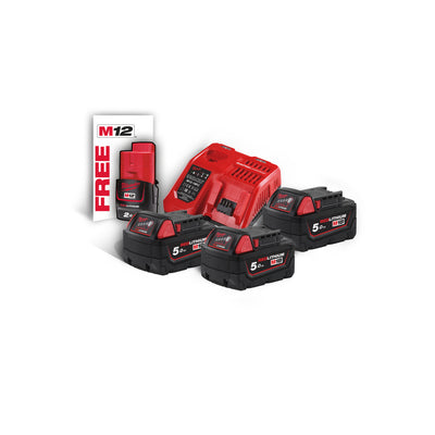 Energy Kit M18 3 X 5.0 Ah (18V) + 1 X 2 Ah (12V) Extra Milwaukee