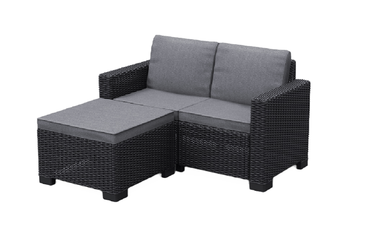 California 2 Seater Balcony Chaise Longue - Grey Keter