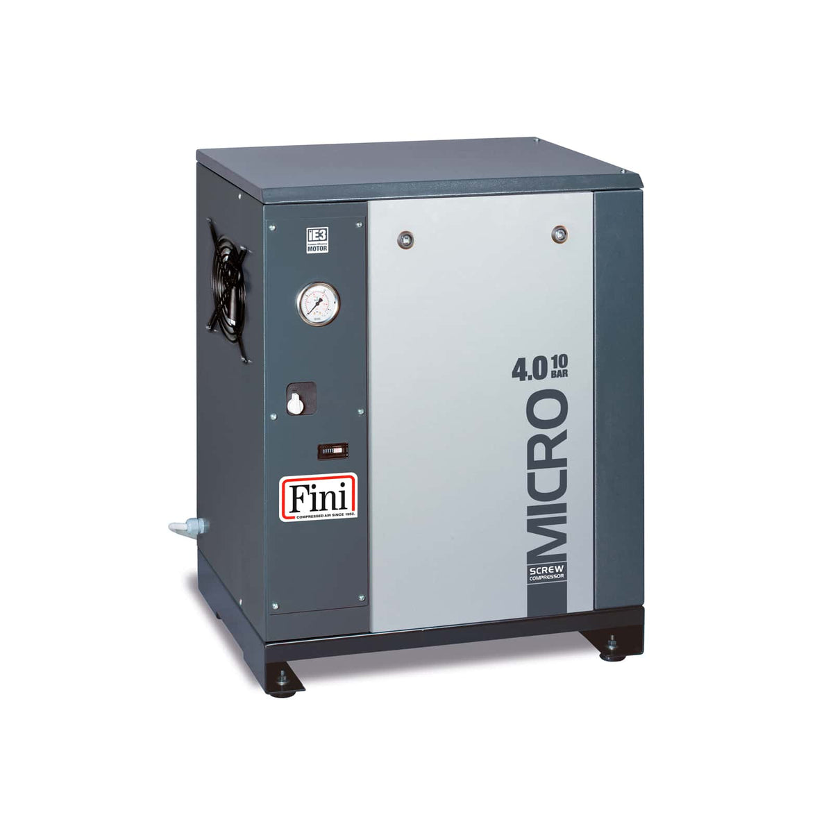 MICRO SE 2.2-08 Compressore a vite con trasmissione a cinghia, compatto e silenzioso.