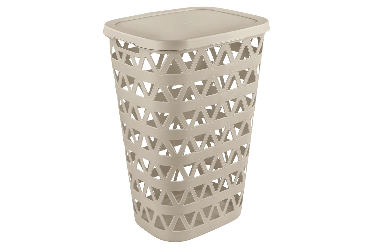 Cesto portabiancheria con coperchio Oceana 55 L off white Curver