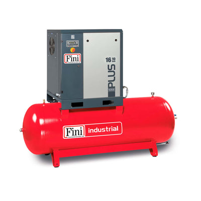 PLUS 16-08-500 Compressore a vite con trasmissione a cinghia, completo di serbatoio.