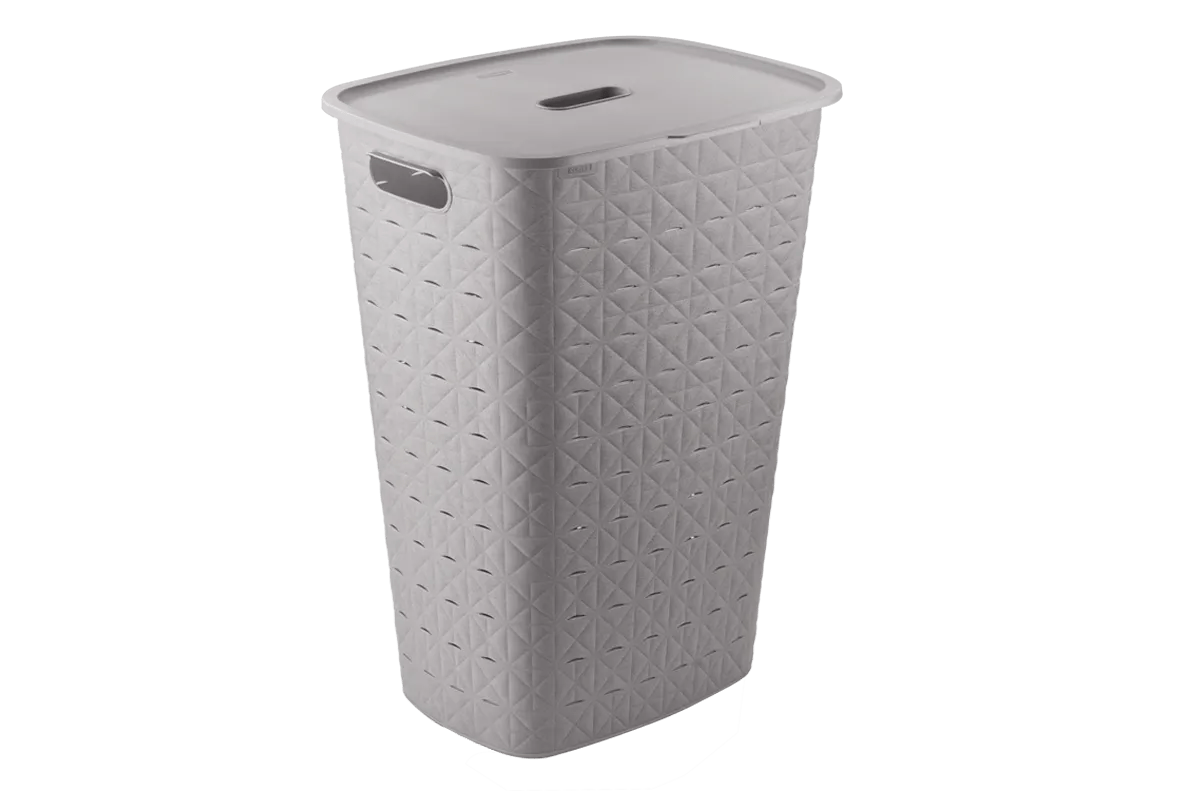 Cesto portabiancheria con coperchio Softex 56 L tortora Curver