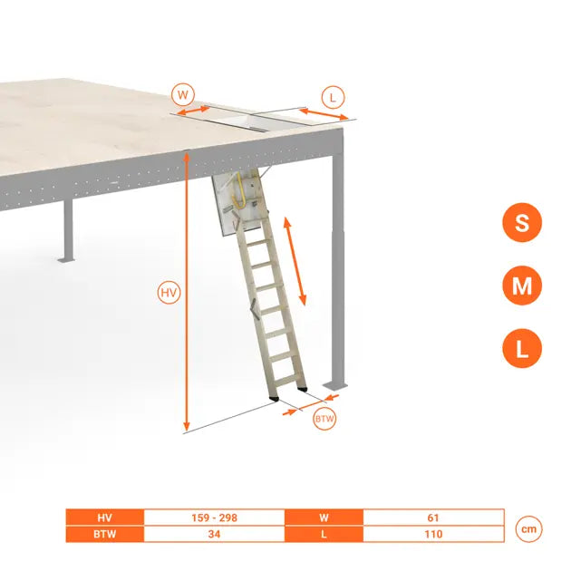 Svelt Scala retrattile in legno per soffitti