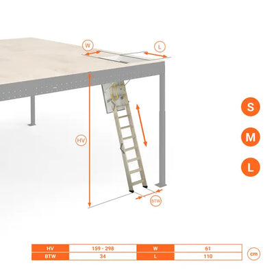 Svelt Scala retrattile in legno per soffitti