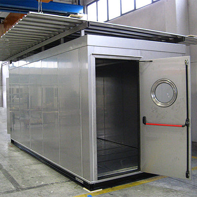 Cabina tecnica Shelter in acciaio inox con porta a oblò