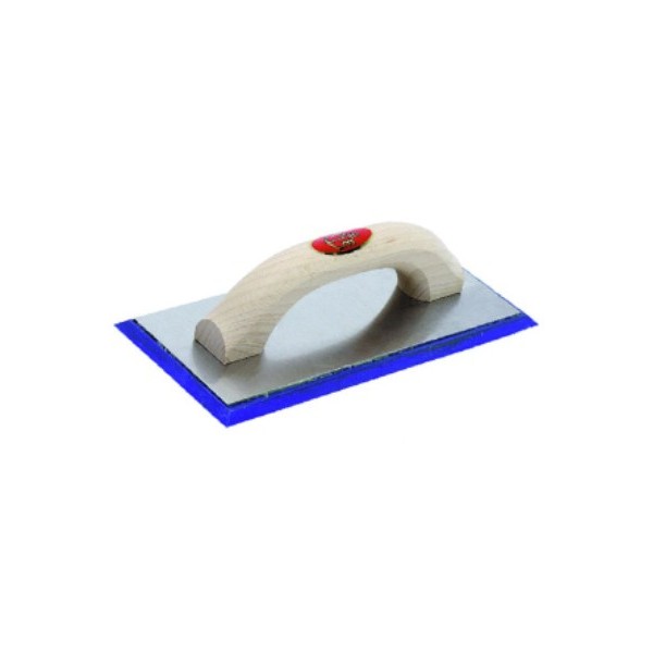 Cement paste spreading finishing trowel, blue para rubber, polished wooden handle — 865 Pavan