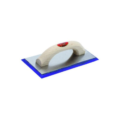 Cement paste spreading finishing trowel, blue para rubber, polished wooden handle — 865 Pavan