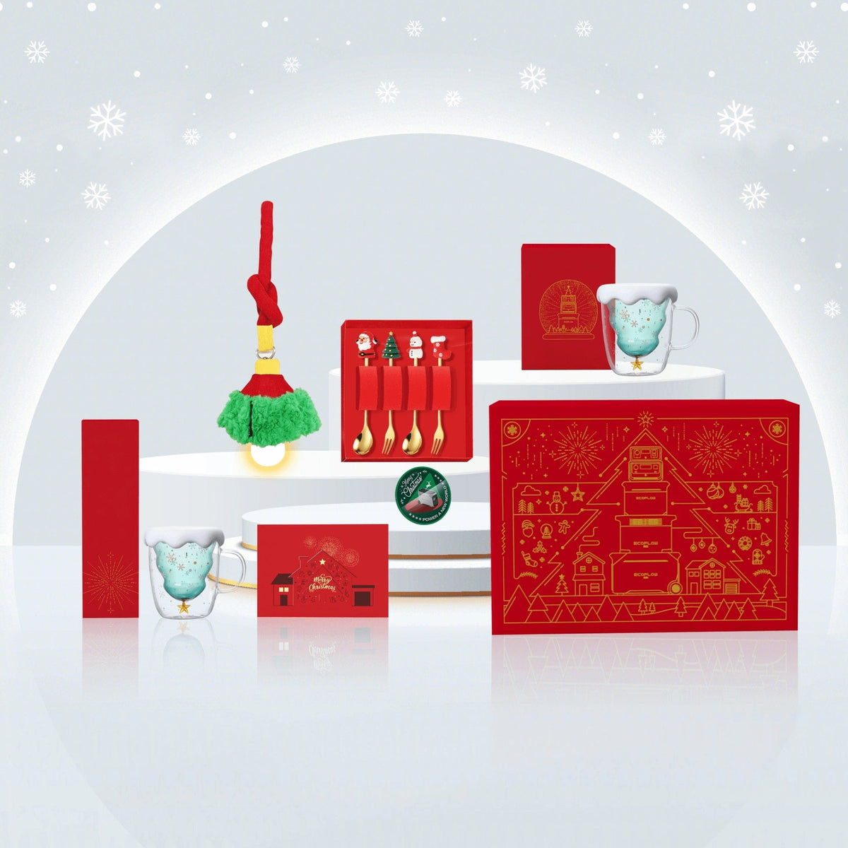 Set regalo di Natale con luce, tazze, posate e magnete EcoFlow