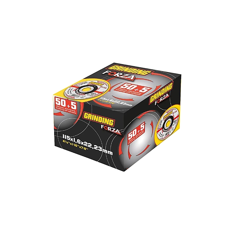 Dischi da taglio Forza 115x1,6 mm per ferro e inox, promo box da 55 pezzi