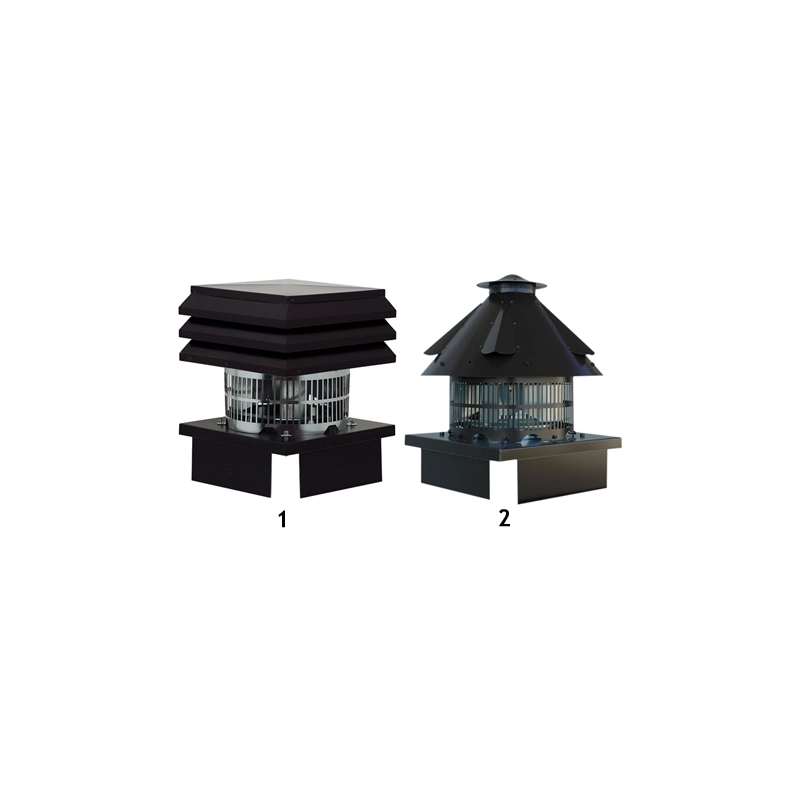 Aspiratore elettrico per camini a base quadra 0,18 kW a 4 velocità con flangia regolabile da 320 a 420 mm