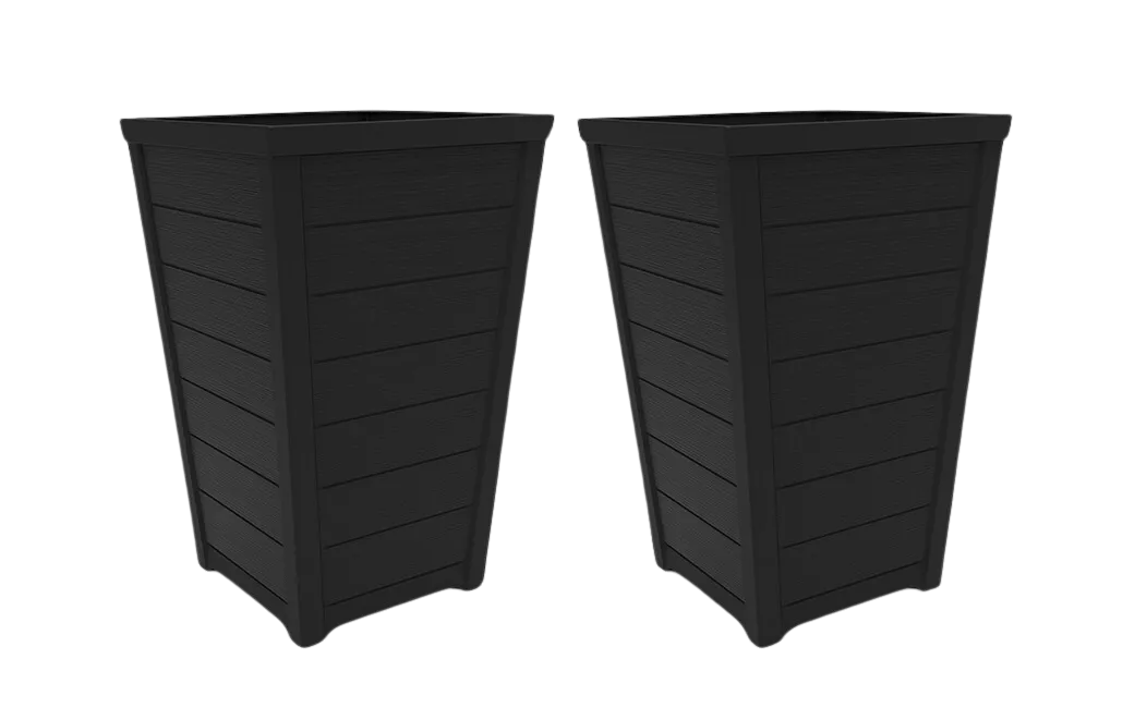 Taper Square Planter 37cm Set of 2 - Graphite Keter