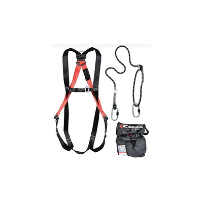 Kit anticaduta per piattaforme elevabili con imbracatura Black Kite e cordino di trattenuta 2 m