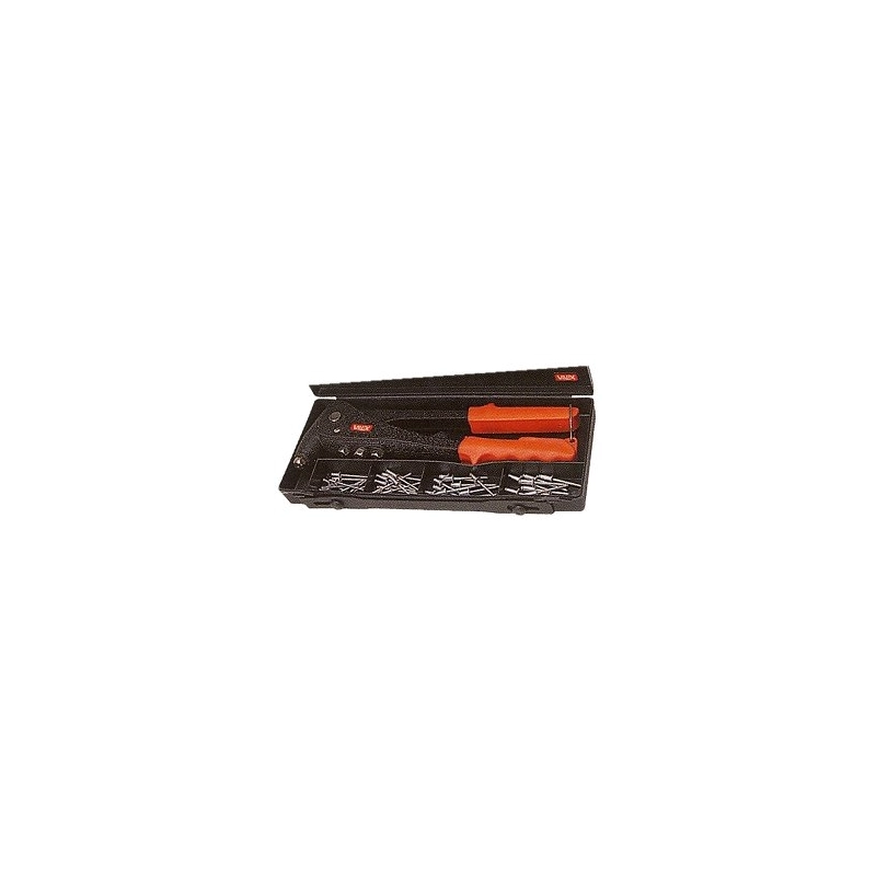 Rivettatrice manuale in valigetta con 80 rivetti assortiti