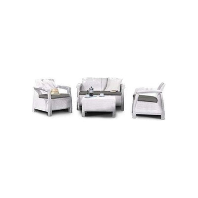 Set lounge da giardino Corfu 4 posti con tavolino bianco Keter