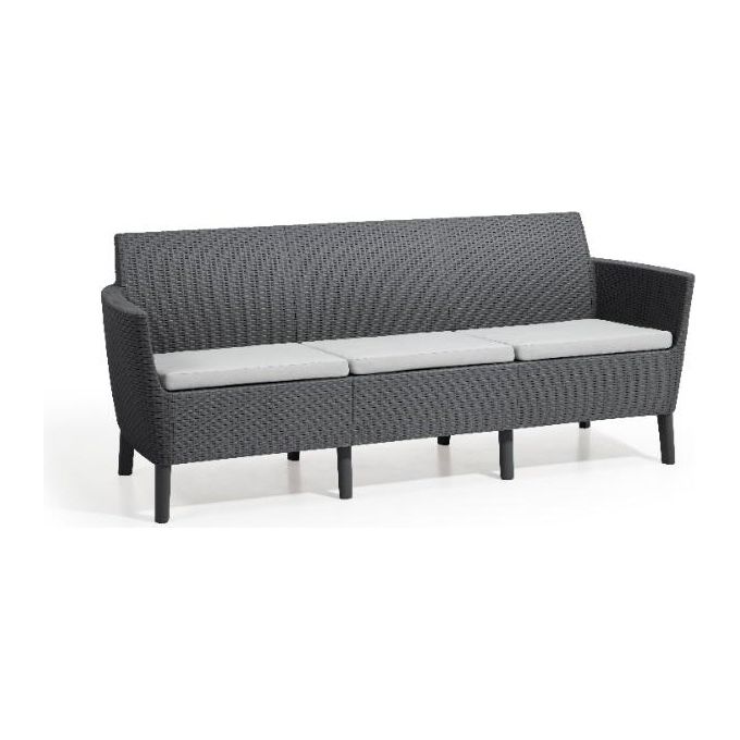Divano da giardino Salemo 3 posti 187 cm con cuscini grafite Keter