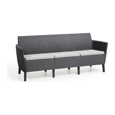 Divano da giardino Salemo 3 posti 187 cm con cuscini grafite Keter