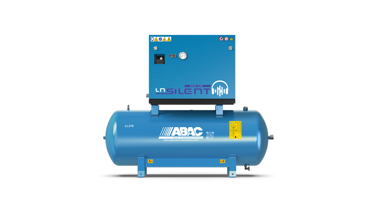 LN1 A49B Professional silenced Piston compressor - 5.5Hp, 500lt receiver-mounted Abac