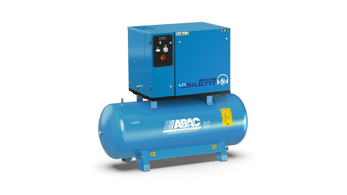 LN2 A49B Professional silenced Piston compressor - 4Hp, 270lt receiver-mounted Abac