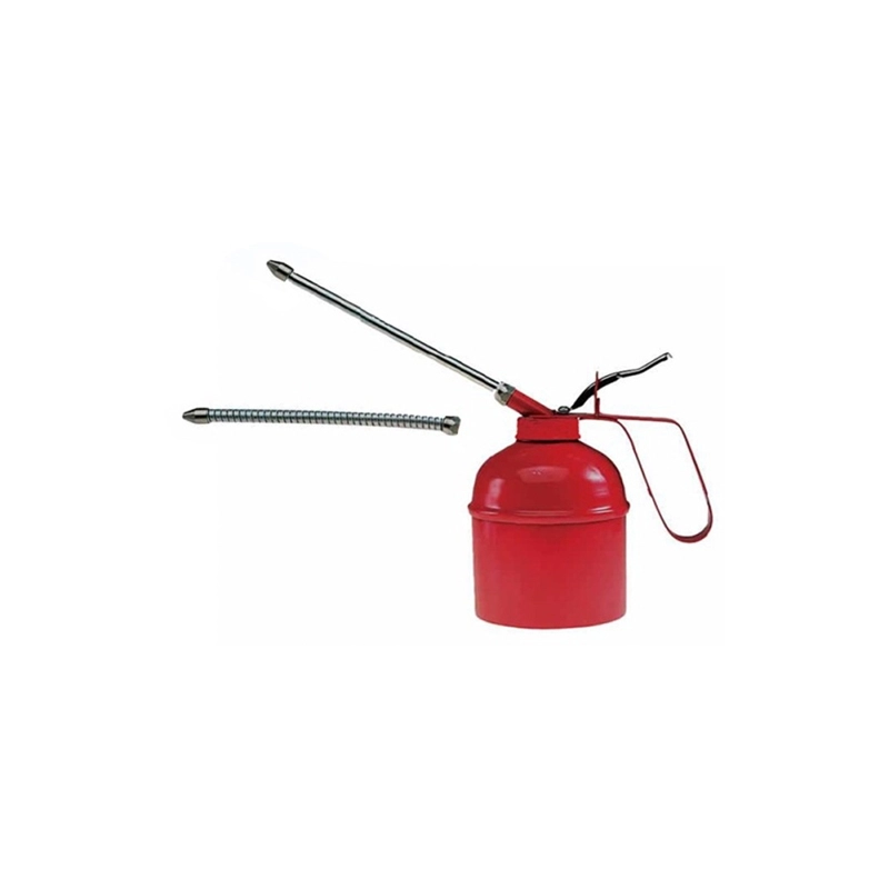 Oliatore in lamiera verniciata con pompa in ottone e canna rigida e flessibile