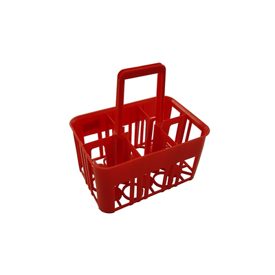 Portabottiglie 6 posti in plastica rossa con maniglia