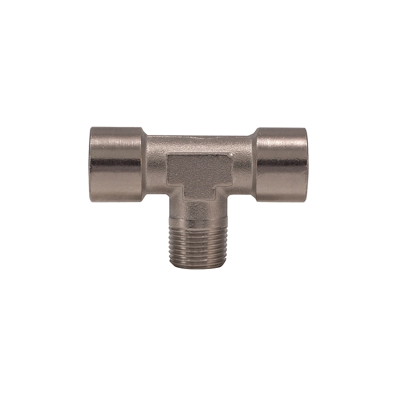 Raccordo a T in ottone nichelato filettato F-F-M e F-F-F
