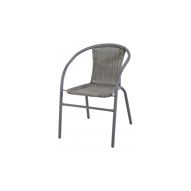 Sedia impilabile con braccioli in metallo e polyrattan grigio