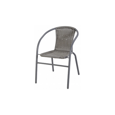 Sedia impilabile con braccioli in metallo e polyrattan grigio