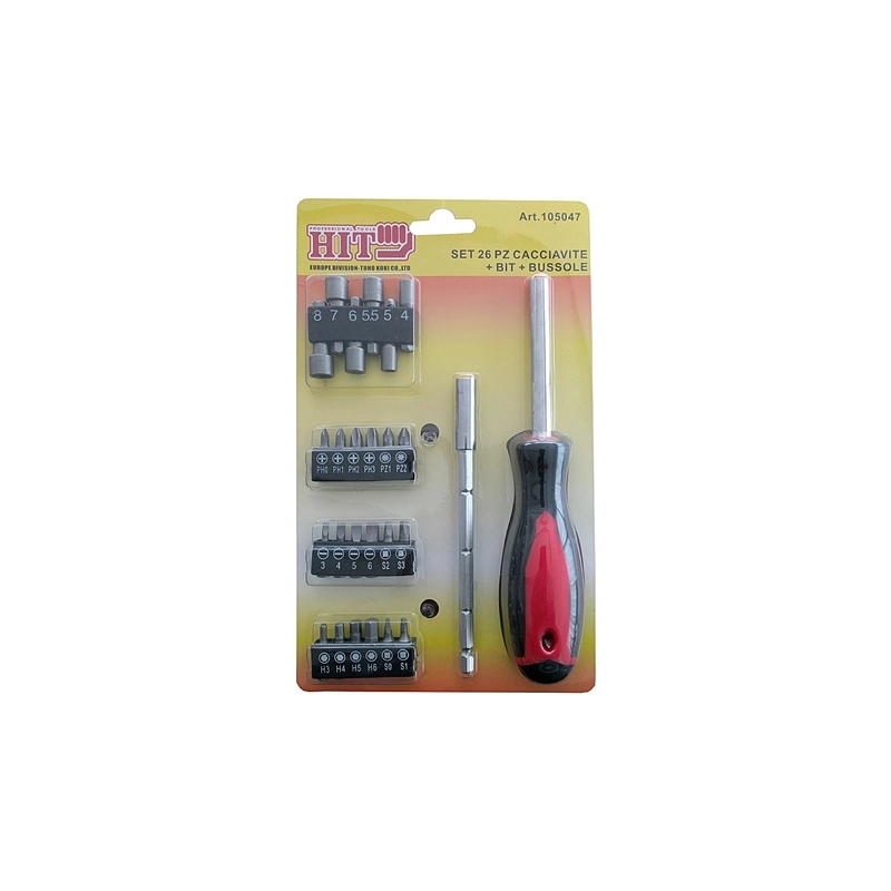 SET 26 PEZZI BUSSOLE + BITS + CACCIAVITE