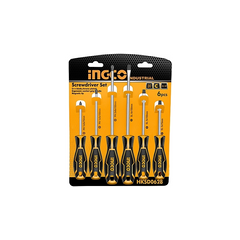 Set of 6 slotted and Phillips screwdrivers in chrome vanadium