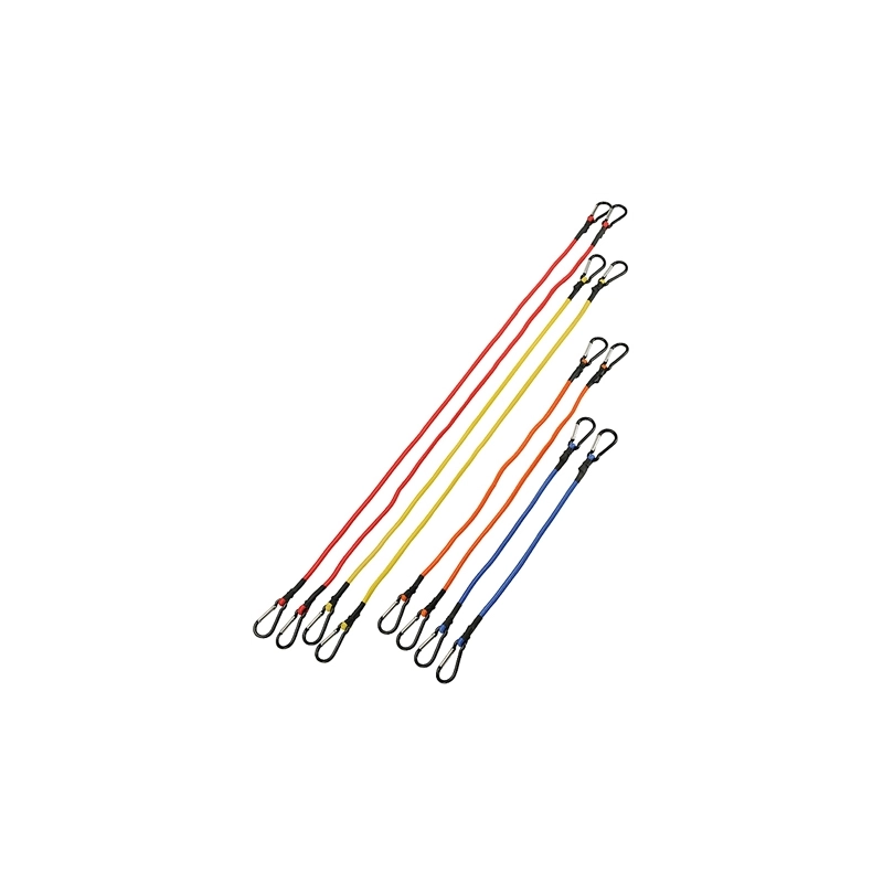 Set 8 corde elastiche con moschettone in alluminio da 45 a 100 cm