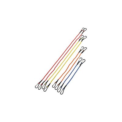 Set 8 corde elastiche con moschettone in alluminio da 45 a 100 cm