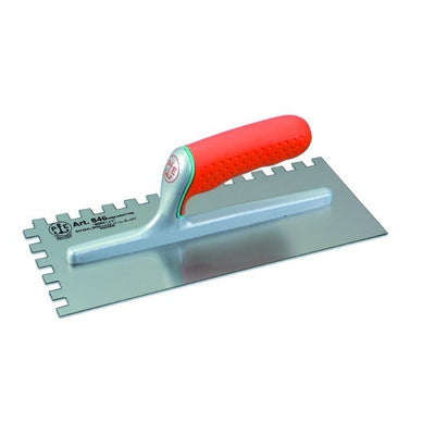 Stainless steel finishing trowel, welded, right toothed, very light ergonomic Eccelsa handle — 846/ID-DX Pavan