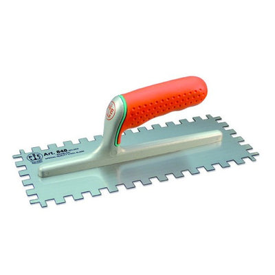 Steel finishing trowel welded 4-side toothed Eccelsa handle — 848/D-4L Pavan