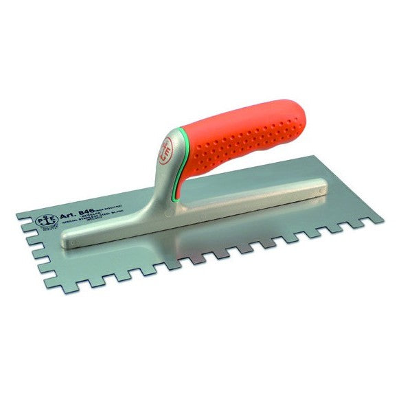 Steel finishing trowel welded Left toothed Eccelsa handle — 848/D-SX Pavan