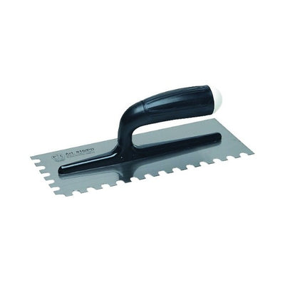 Steel finishing trowel welded left toothed FRP reinforced plastic handle and support — 816/PD-SX Pavan