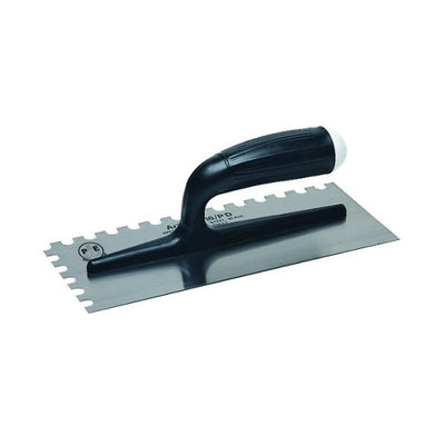 Steel finishing trowel welded right toothed FRP reinforced plastic handle and support — 816/PD-DX Pavan