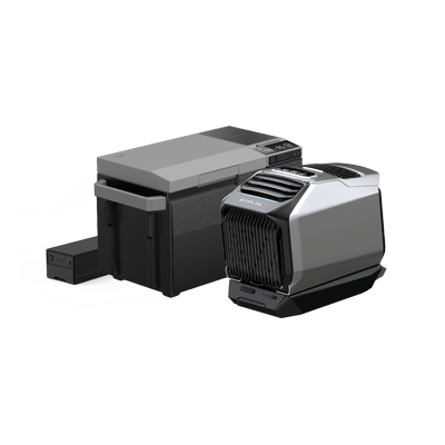 Kit condizionatore portatile WAVE 2 e frigorifero portatile GLACIER con batterie EcoFlow