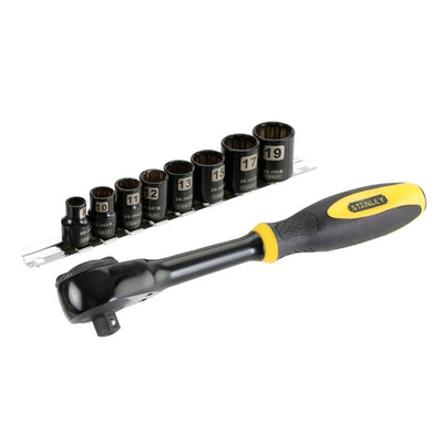Set 9 Pz Cricchetto "Rotator" FatMax® + Bussole - Attacco 3/8" (0-94-606) Stanley