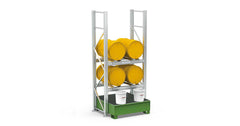 Scaffalatura 2 piani per 4 fusti con vasca di raccolta 005932 Comi Storage