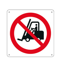 Cartel adhesivo para suelos – prohibido el paso de carretillas elevadoras / paso