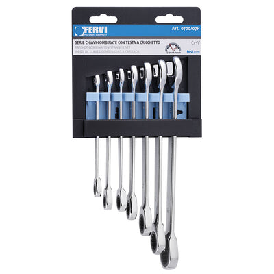 Serie Chiavi Combinate Cromate CON Testa A Cricchetto - Fervi