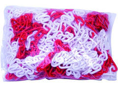 Cadena plástico Bicolor blanco/rojo 25 M 6X20X30 Mm Vigor