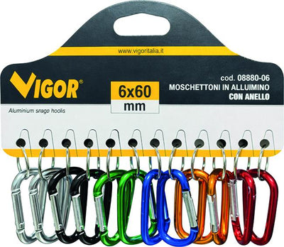 MOSCHETTONI ALLUMINIO BLU CON ANELLO 6X 60 MM Vigor