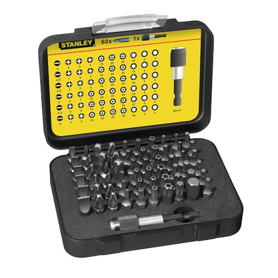 Set 61 Pz Inserti 25 mm. Att. 1/4" + 1 Portainserti Magnetico a Sgancio Veloce (1-13-902) Stanley