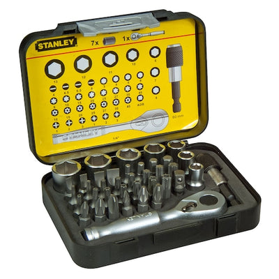 Set 39 Pz Inserti 25 mm. Att. 1/4"+ 1 Portainserti Magnetico a sgancio veloce (1-13-906) Stanley